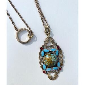 Vintage Pendant Enamel with 9CT. Chain